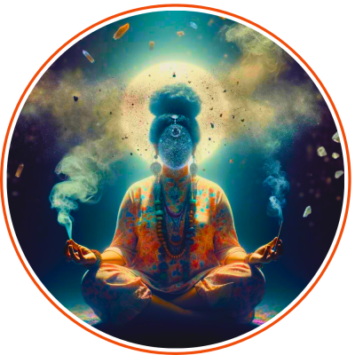 iMusingz — a figure seated in meditation within a circular emblem